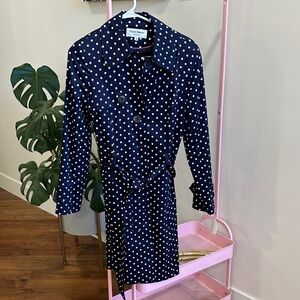 Helene Berman Navy and White Polka Dot Coat
